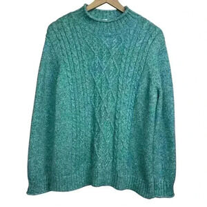 Alfred Dunner Mock Neck Long Sleeve Pullover Knit Sweater Blue Womens Size Large